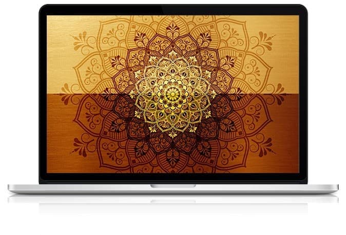 Monatomic Gold mandala on laptop