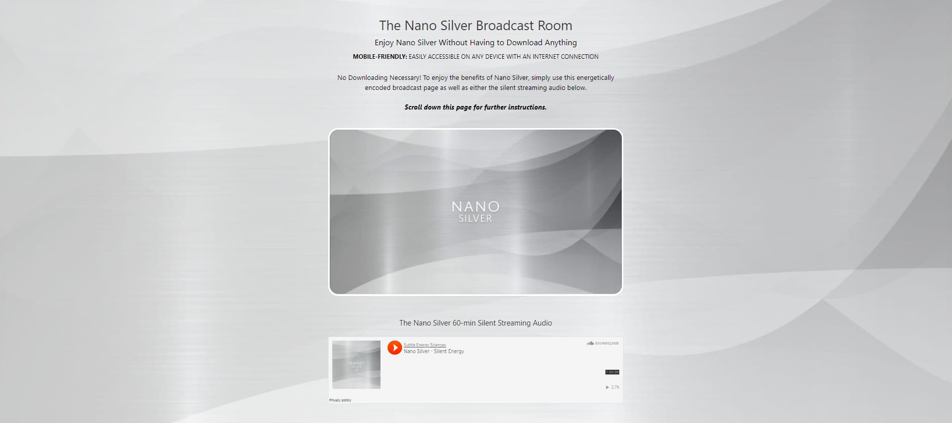 Nano Silver Broadcast Room web app