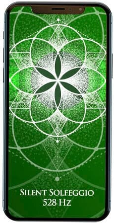 528 Hz Silent Solfeggio mandala on iPhone