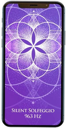 963 Hz Silent Solfeggio mandala on iPhone